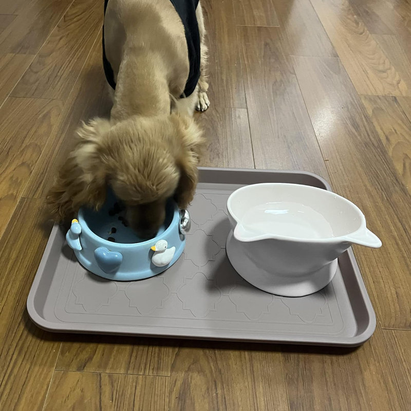 Boot Tray, 16.7 x 12.8 inch , Waterproof Shoe Tray for Indoor and Outdoor, Pet Food mat Tray,, Oatmeal