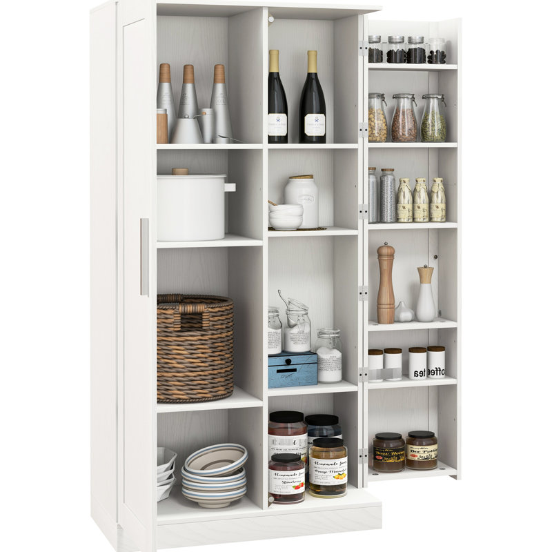 Armoire de cuisine, 14 portes, 2 portes, tablettes réglables, blanc, convient au salon et à la salle à manger 2 portes 14 garde-manger, rend les pièces plus attrayantes