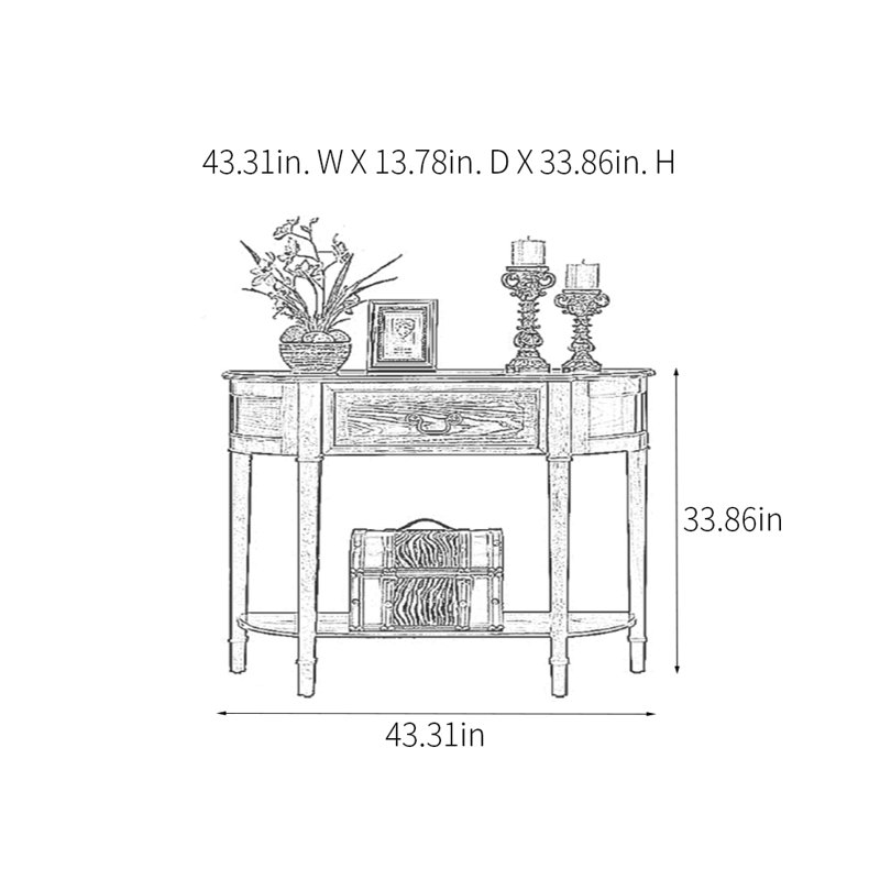 Console rétro avec 1 tiroir, H 33,86 po x l 43,31 po x P 13,78 po