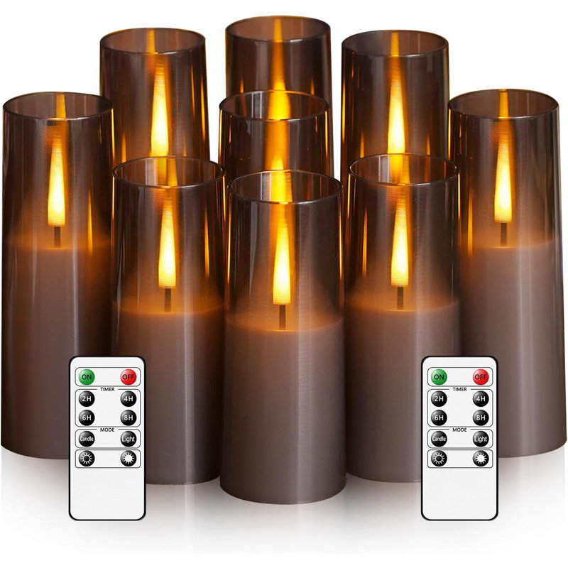 Ensemble de 9 bougies sans flamme scintillantes grises