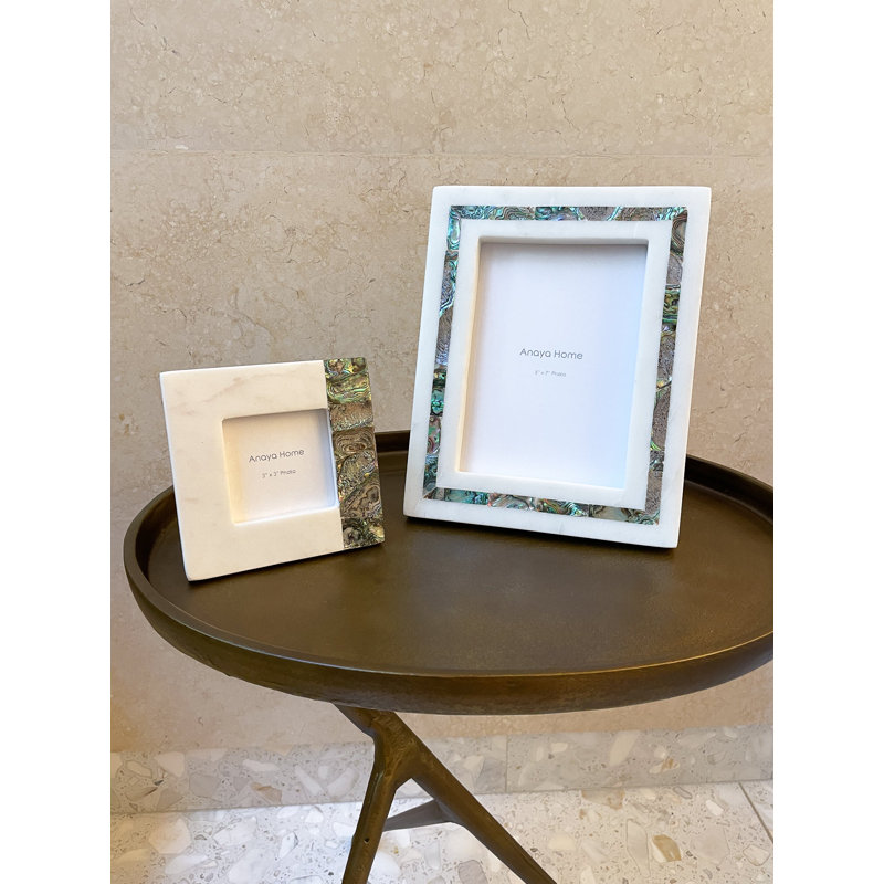 Rainbow Mother of Pearl White Marble Picture Frame 3x3