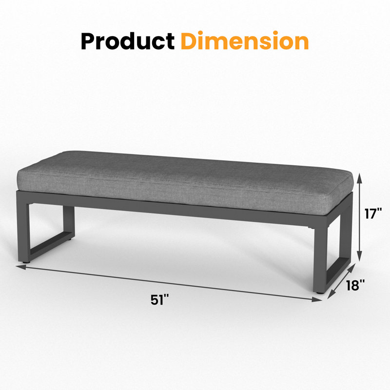 Banc d'extérieur en aluminium 51 po Brandtley