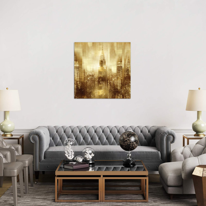 NYC - Reflections In Gold I by Kate Carrigan - Wrapped Canvas Print, 93.98 cm H x 93.98 cm W x 3.175 cm D