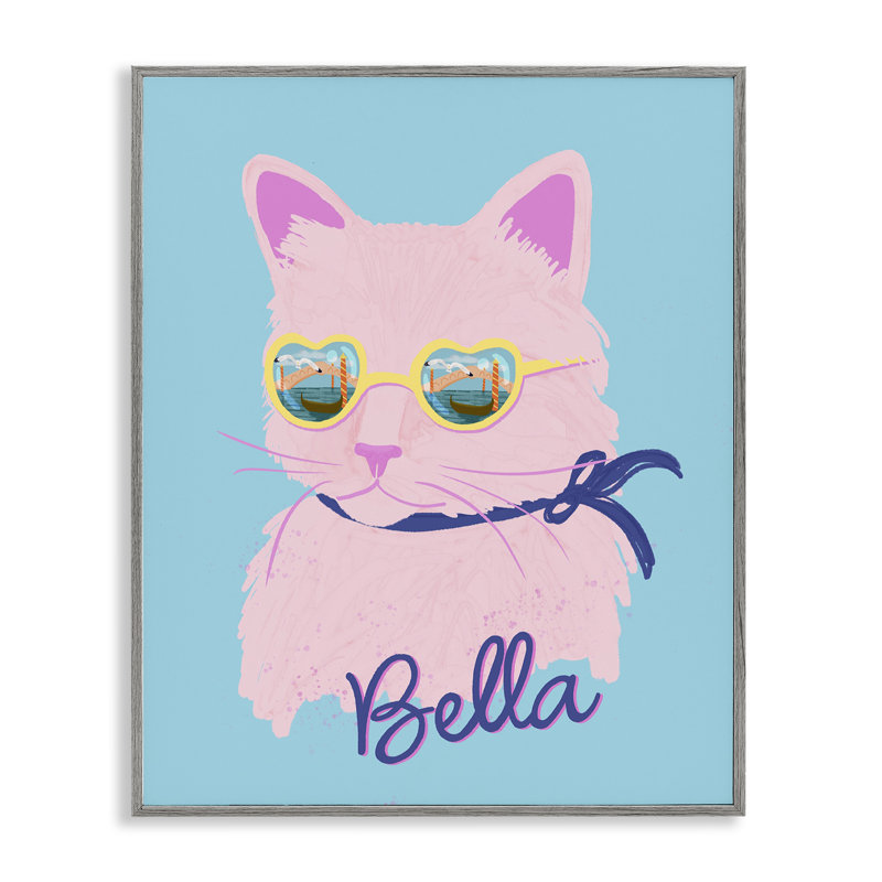 Giclée encadrée Cool Cat Bella, design par Steffanie Pisula, Giclée de ferme grise encadrée, H 14 po x l 11 po