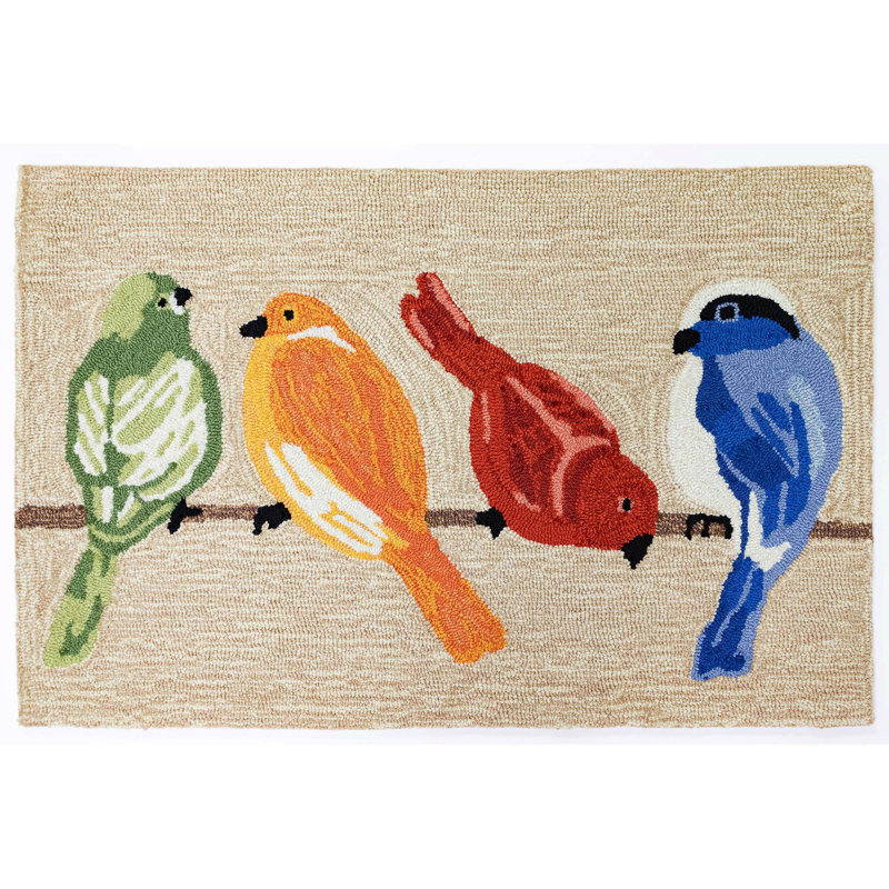 Frontporch Hand-Tufted Blue Birds Indoor/Outdoor Easy Care Rug