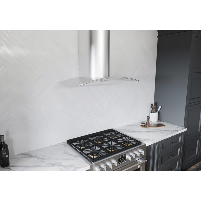 Zephyr Milano 36 in. 700 CFM Wall Mount Range Hood with LED Light, Silver