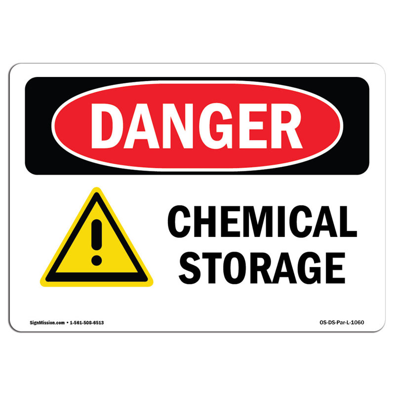 Chemical Storage Aluminum Sign 12 x 18, 12" H x 18" W x 0.1" D