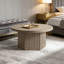 Table basse circulaire moderne cannelée avec rangement, table d'appoint centrale pour le salon, conception en bois d'ingénierie durable avec plateau de table spacieux