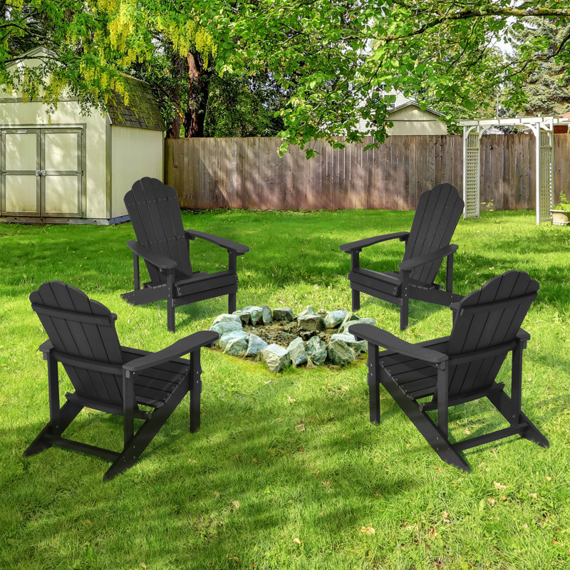 Chaise Adirondack Ionie Hips résistante aux intempéries, Noir