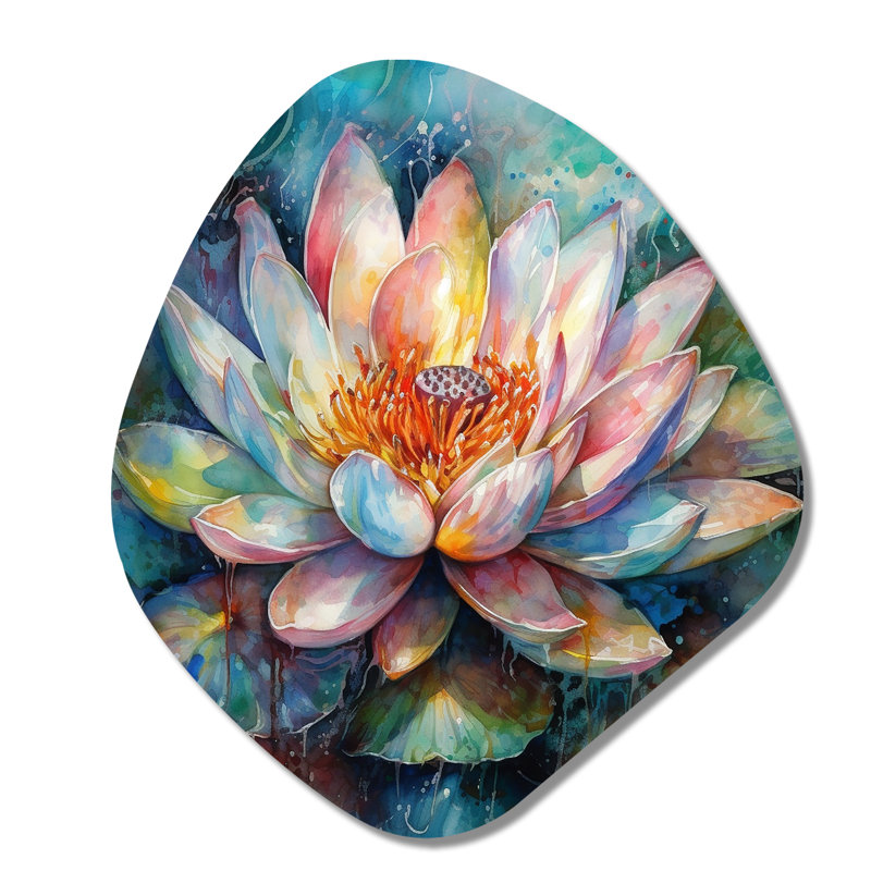 Navarrette - art mural asymétrique en forme de nébuleuse de lotus, H 35 po x l 31 po