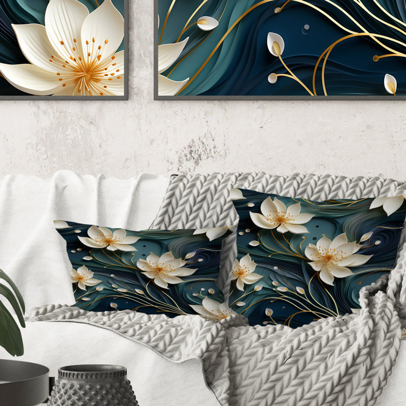 Coussin décoratif en polyester floral, H 18 po x l 18 po
