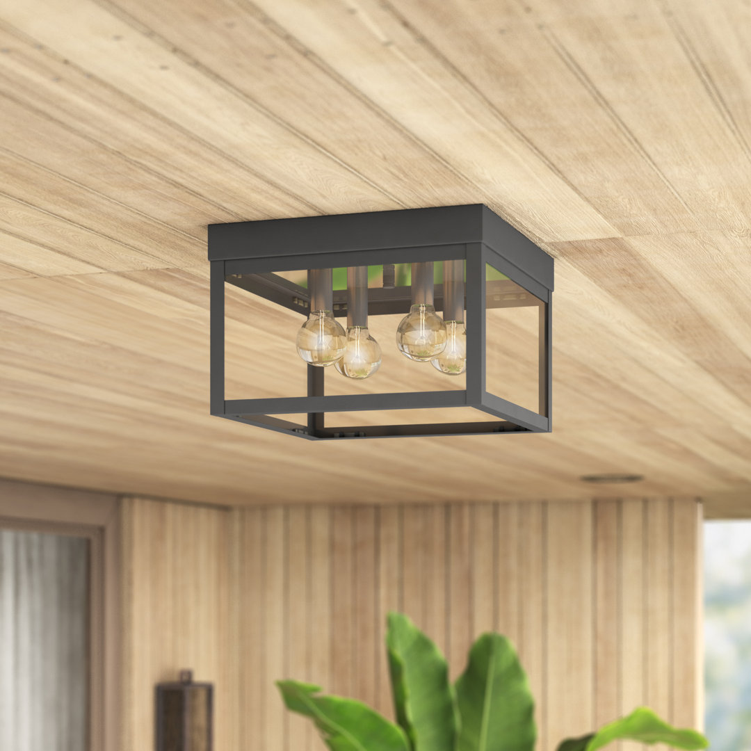 Bartek 4 - Bulb Outdoor Flush Mount Wade Logan® Fixture Finish: Scandinavian Gray