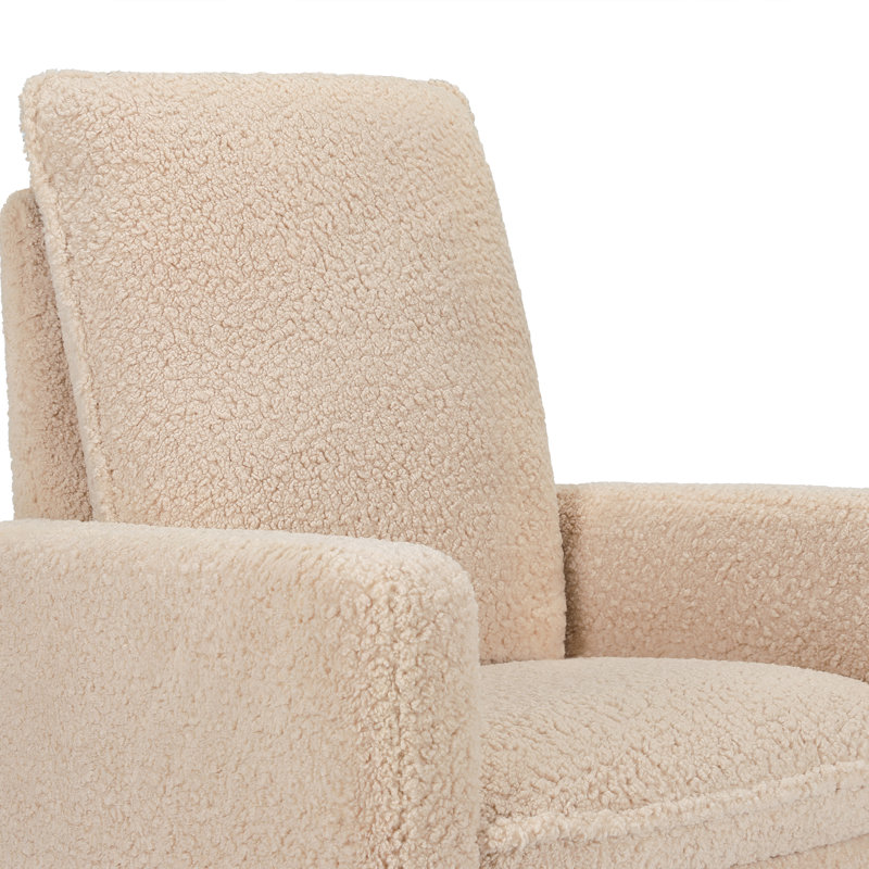 Cali Pillowback Swivel Glider, Beige Boucle/Black Base