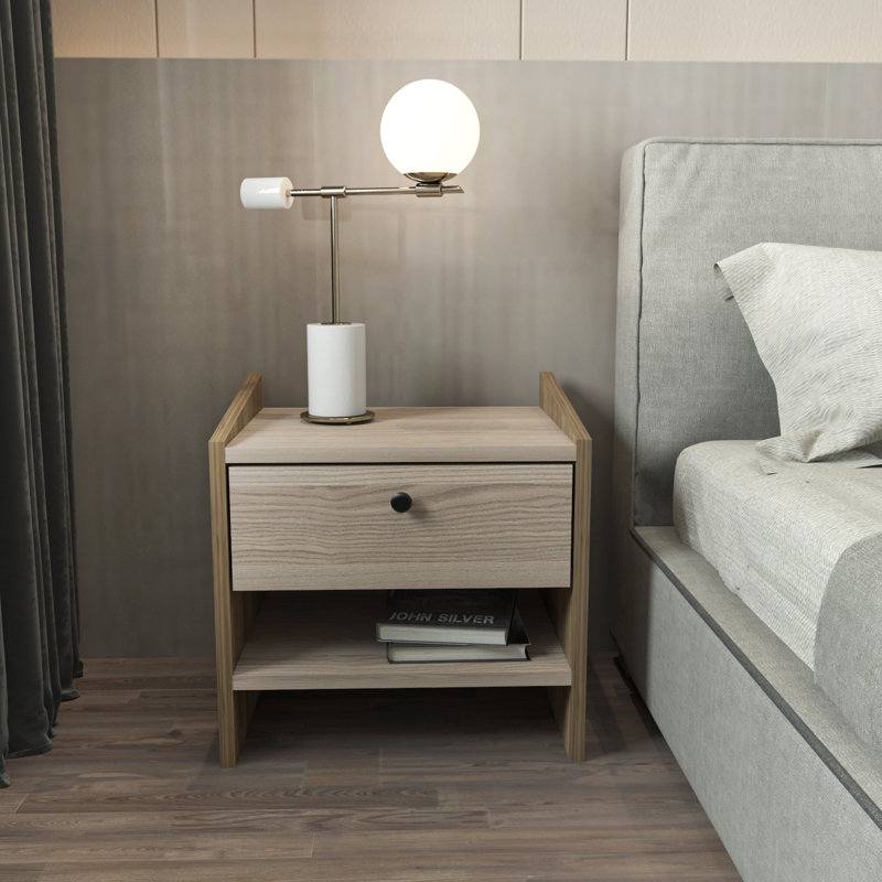 Aldemar 17.7'' W Nightstand, Walnut/Gray