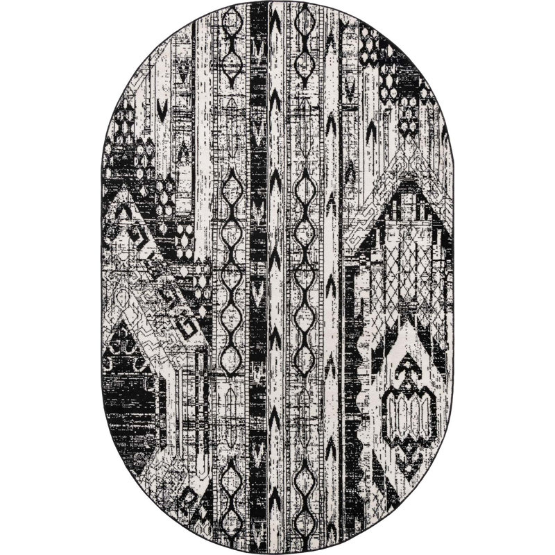 Hewan Geometric Indoor Rug, Oval 5'3" x 8'