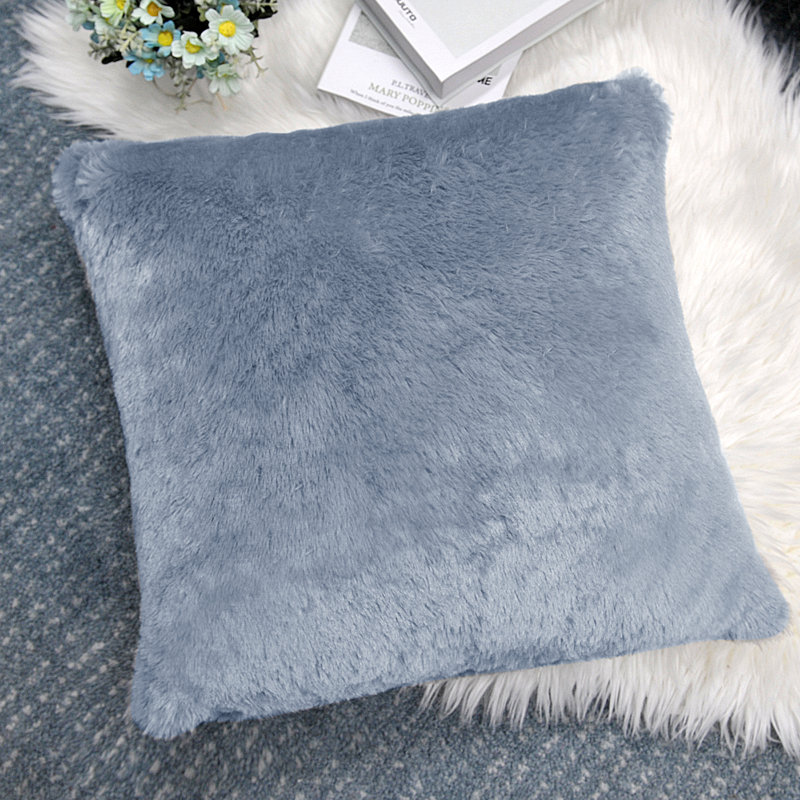 Housse de coussin réversible en fausse fourrure, Bleu Orion