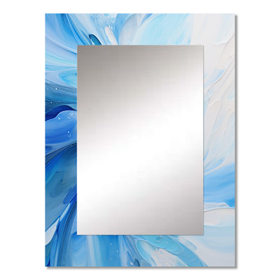 Blue Swirl Wave Spiral - Abstract Spirals Decorative Mirror, Modern Wall Mirror, Printed Metal Art