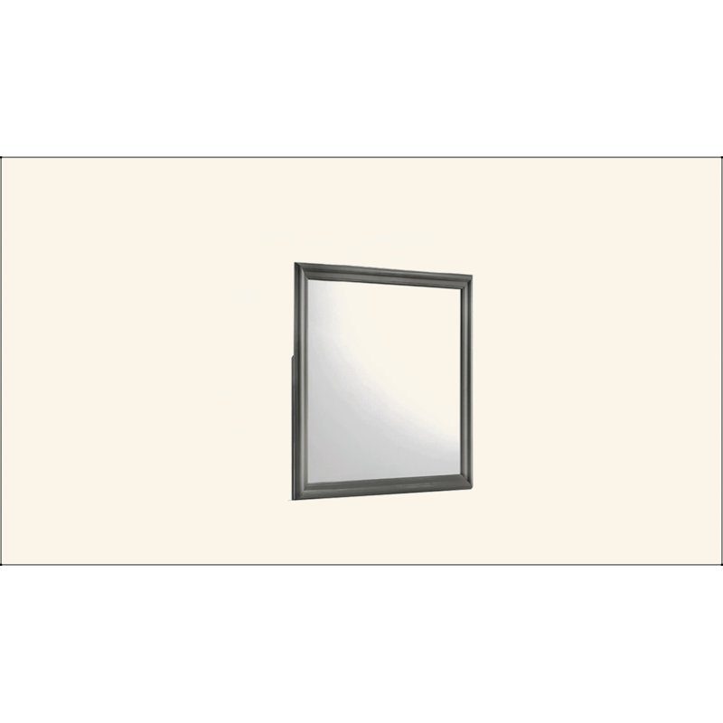 Miroir de style moderne en bois, 38,19 po x 38,19 po, Gris métallisé