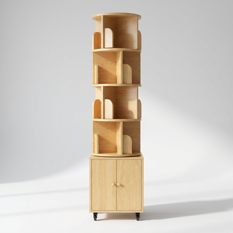 Bibliothèque de coin compacte rotative à 5 niveaux avec tiroir