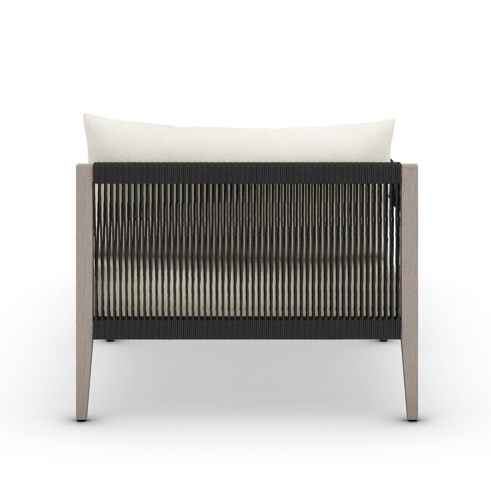Kristine 33'' Outdoor Teak Chaise Lounge, Polyester Blend Ivory, Weathered Gray/Dark Gray