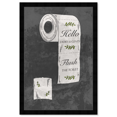 Bath And Laundry Enough Toilet Paper Flush Quote Cabin / Lodge Gray And Dark Gray Canvas Wall Art Print For Bath