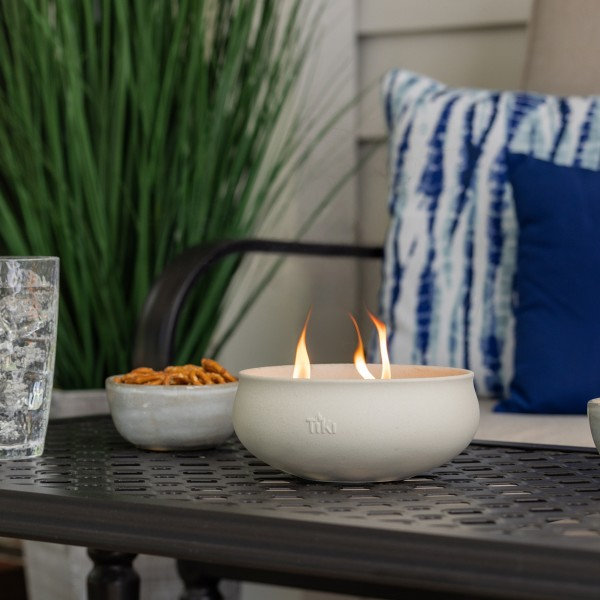 TIKI® Brand 7 Inch Diameter Ceramic Concrete Bowl White