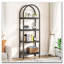 70.86" Tall 4-Tier Black Industrial Arched Open Bookshelf Storage Rack For Office