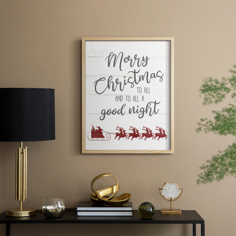 «Goodnight Sleigh», reproduction encadrée - bois massif, Naturel, H 15 po x l 12 po