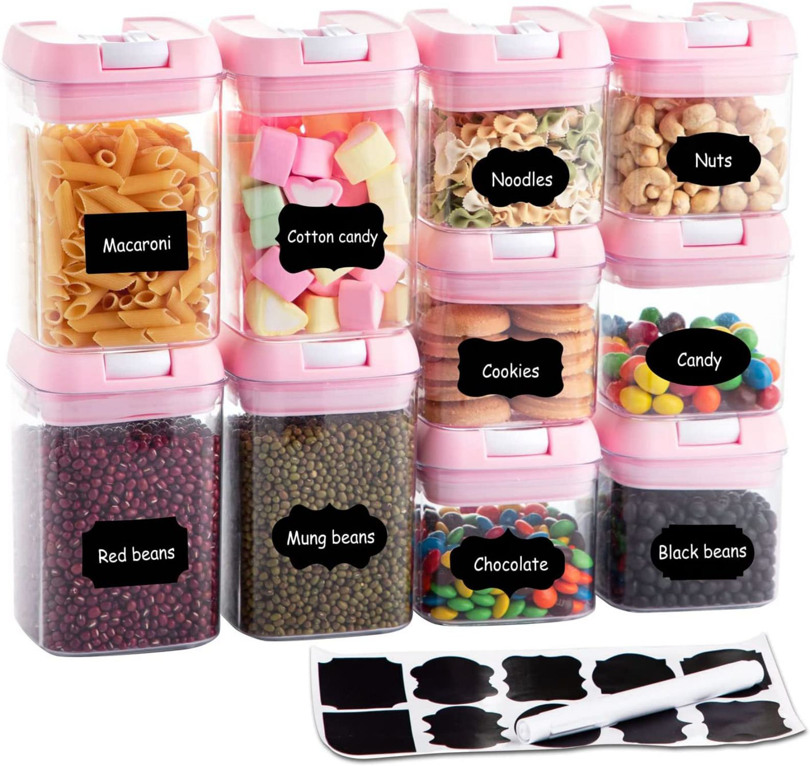 Cheer Collection Set of 14 Airtight Food Storage Plastic Containers, Clear