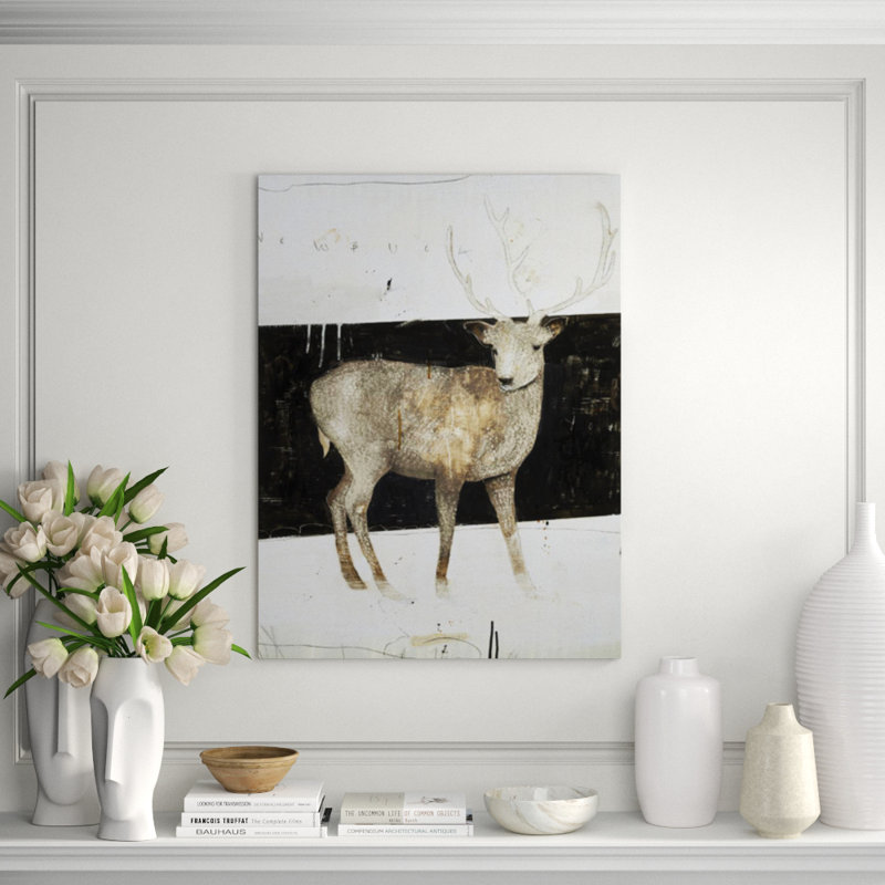 White Buck Print by Patrick Wright, Outdoor, 40" H x 30" W x 1.5" D