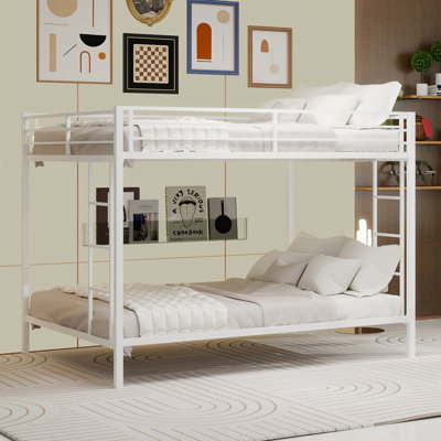 Lit superposé en fer carré multi-fonctionnel, lit supérieur double et lit double, structure en métal robuste résistant à l'usure, idéal pour optimiser l'espace vertical dans n'importe quelle pièce