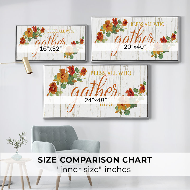 «Gather Here», toile tendue avec châssis encadré, prête à être accrochée, H 21 po x l 41 po, Argent argent