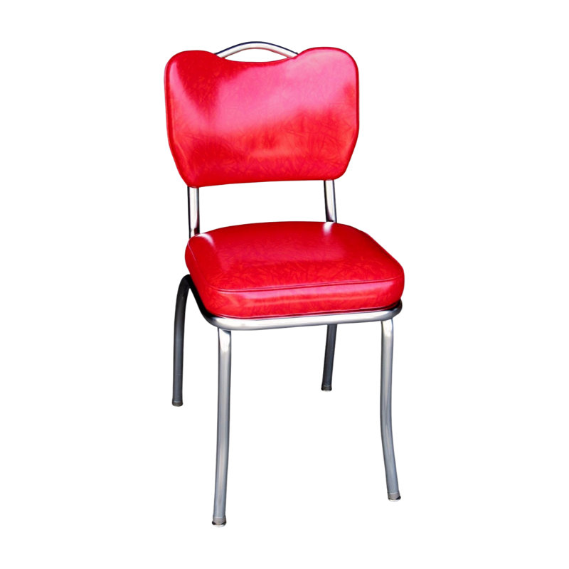 Retro Home Upholstered Handle Back Dining Chair, Red