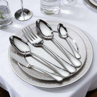 Verona 65-Piece Stainless Steel Silverware Set For 12 - Premium 18/10 Heavy Duty Flatware With Mirror Finish, Comfort Edges, Dishwasher Safe