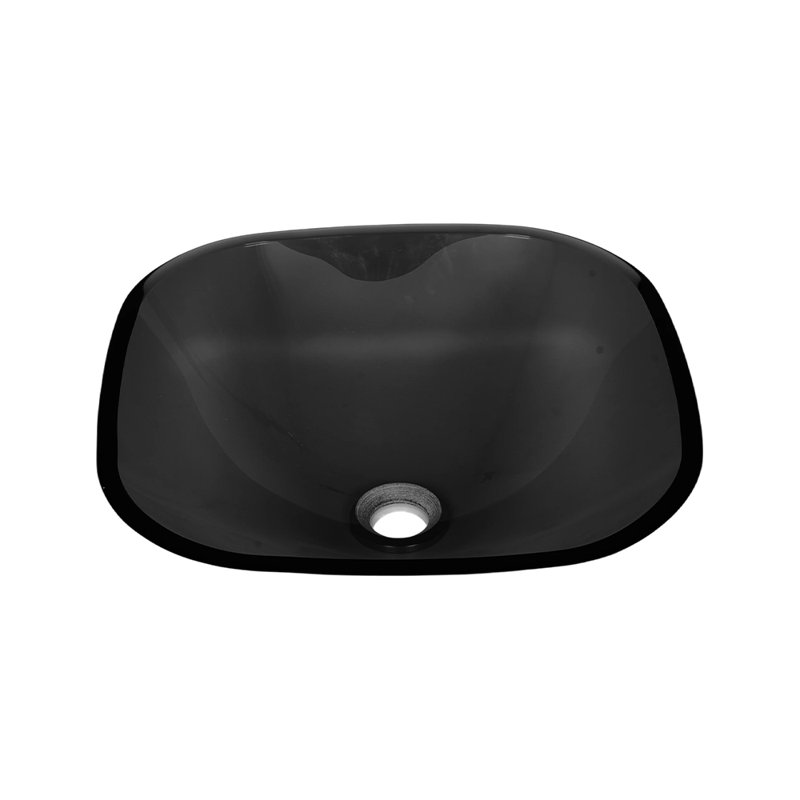 17 Stories 420mm L x 420mm W Tempered Glass Square Sink, Satin Black