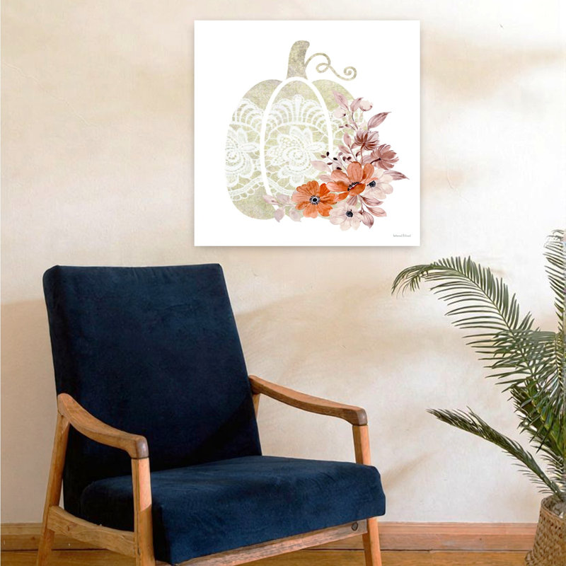 Dentelle citrouille 2, art moderne abstrait rustique d'automne, 24" H x 24" W