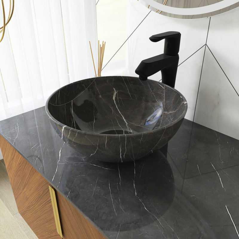 Meuble-lavabo mural 60 po avec comptoir en pierre frittée et 2 cuves noires en céramique