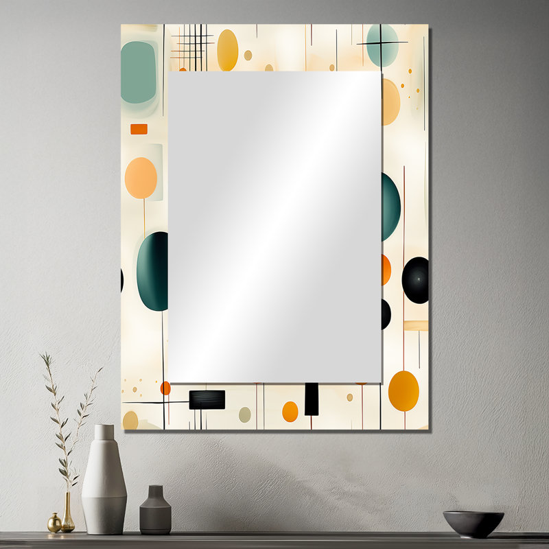 Delmond Mcm Abstract Expressions - miroir mural Mid-Century, géométrique, miroir décoratif abstrait, impression d'art en métal