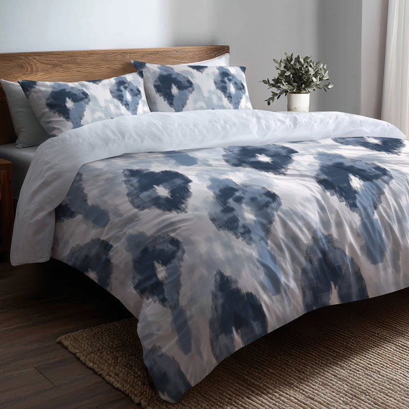 Ensemble de literie moderne de 3 - housse de couette et coussin scandinave gris et blanc