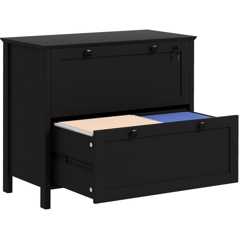 Classeur à 2 tiroirs avec serrure, noir. Maximisez le rangement de votre bureau personnel. Contient des dossiers de format lettre, A4 et légal. Conception fonctionnelle. - Matériau de panneau de particules revêtu. Capacité de l 31,1 po x l 15,7 po x H 28,3 po. Capacité de 132 lb.