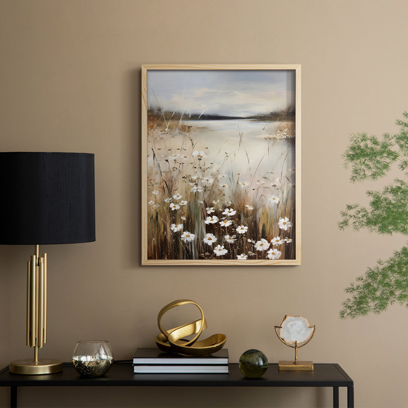 Reproduction florale rétro encadrée Ccciii - bois massif, Naturel, H 21 po x l 17 po