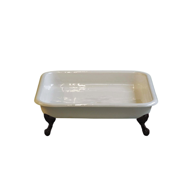The Panorama 42-Inch Cast Iron Square Shower Pan with Tub Legs Strom Living, Oil Rubbed Bronze/White