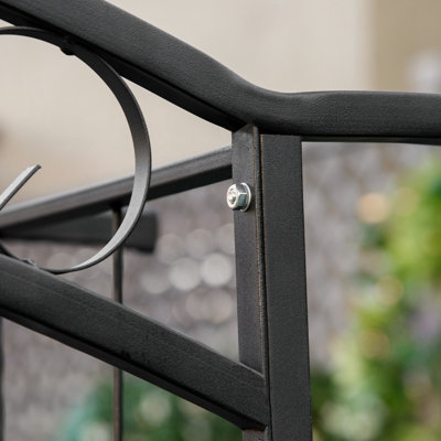 7Ft Metal Garden Trellis , With Bewitching Fu Pattern , For Ceremonies - Black Outdoor Elegant Design, Climbing Vines & Plants, Fits Gate Weddings