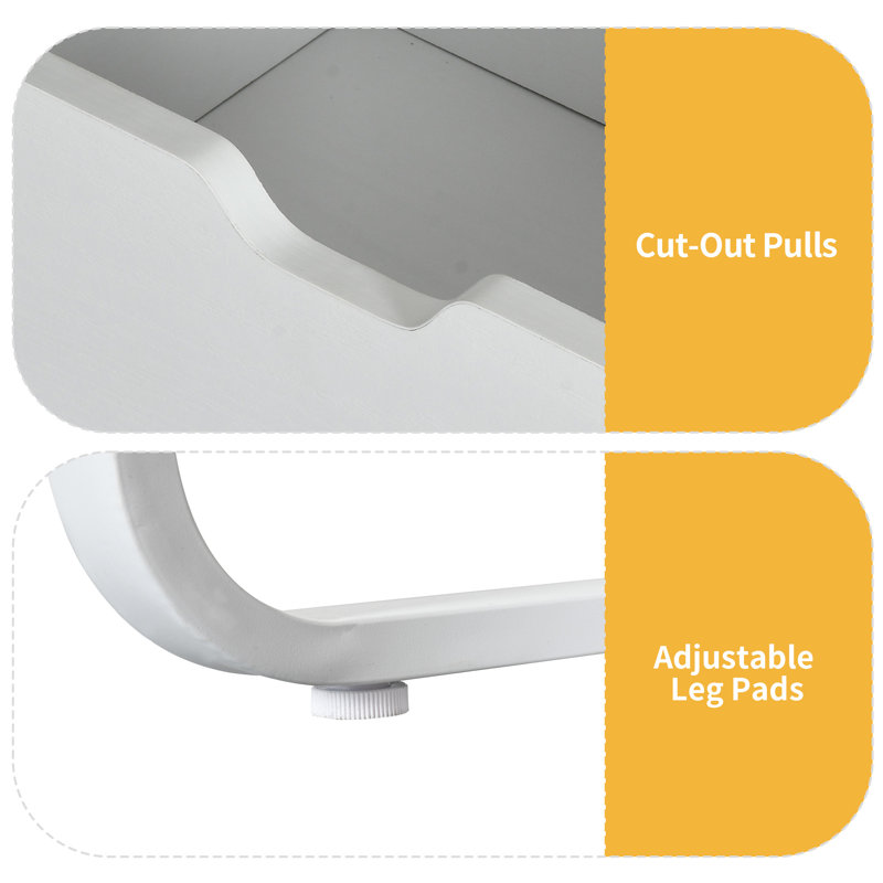 Broly 55'' L Shaped Desk With Power Outlets & LED Light, White