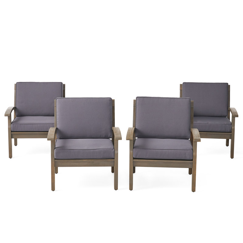 Chaise de patio avec coussins Claytor, Gris foncé, Gris