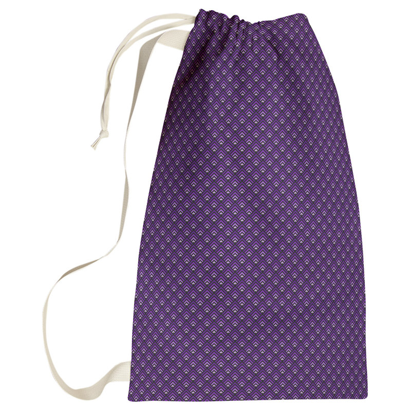 Sac à linge géométrique, Petit (H 64 po x l 20 po x P 1,5 po), Noir / Mauve