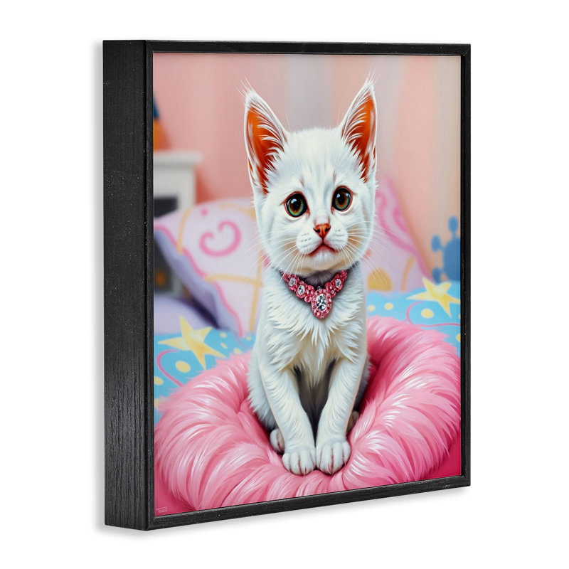 «Diamonds & Cuddles Kitten», estampe numérique, conception de Tabz Jones, Giclée encadrée noir minuit, H 12 po x l 12 po