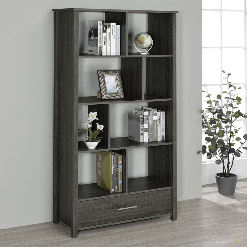 Bibliothèque de rangement à 4 tablettes, Gris foncé