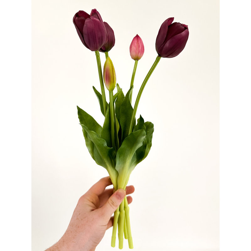 5 vraies tulipes artificielles, Bourgogne vin