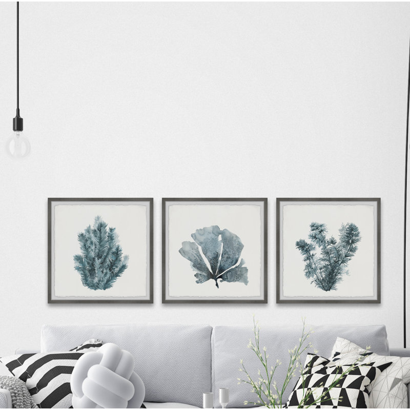 Lucas Greens by Marmont Hill - 3 Piece Single Picture Frame Painting, 30cm H x 30cm W
